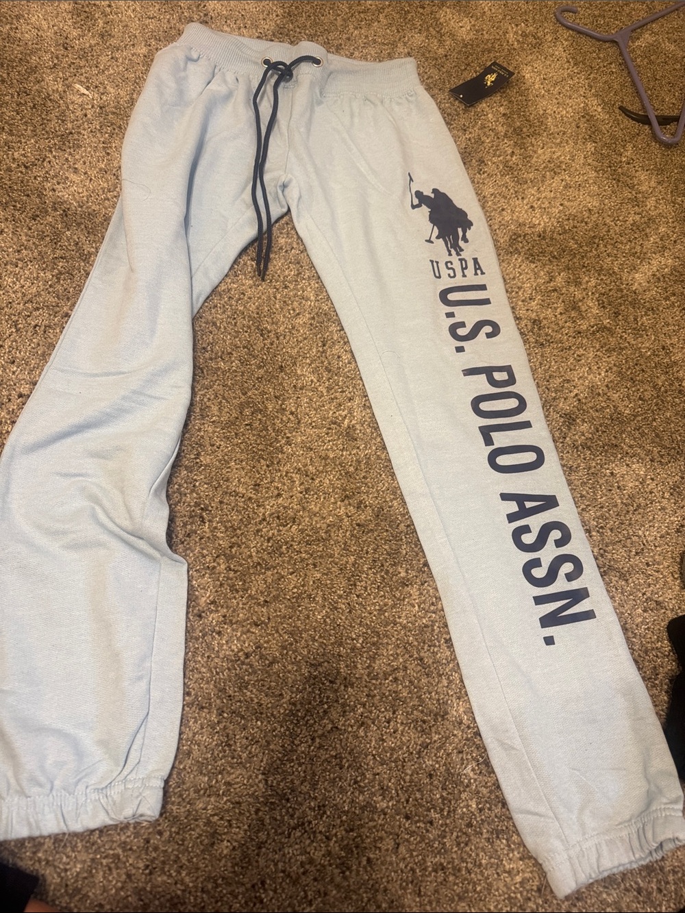 U.S. Polo Assn. Light Blue Jogger Sweatpants with Navy Logo